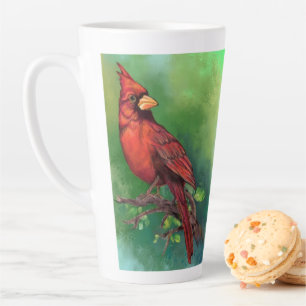 Caneca De Café Latte Linda pintura de pássaro vermelho Norte