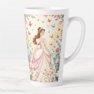 Caneca De Café Latte Linda princesa com borboletas