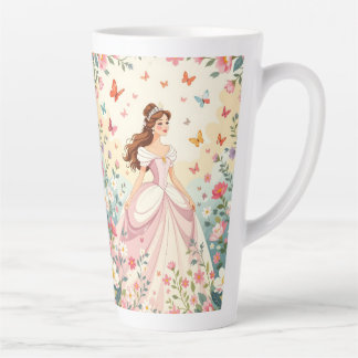 Caneca De Café Latte Linda princesa com borboletas