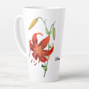 Caneca De Café Latte Linda Tigre Vermelho Lily Floral Coffee Mug