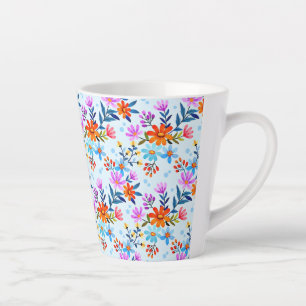 Caneca De Café Latte Lindas Flores Deixam Padrão-6587