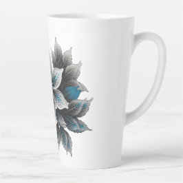 Caneca De Café Latte lindas flores e folhas de gelo