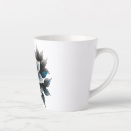 Caneca De Café Latte lindas flores e folhas de gelo