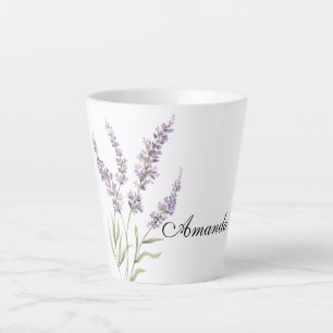 Caneca De Café Latte Lindas Flores Lavanda
