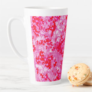 Caneca De Café Latte Lindas Flores Vermelhas