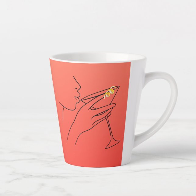 Caneca De Café Latte Lindas Linhas Cosmopolitas (Direita)
