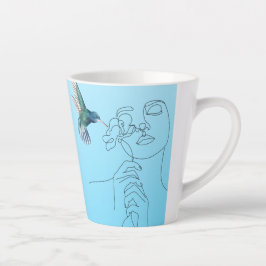 Caneca De Café Latte Lindas Linhas Gato-de-Boca-Gato Latte