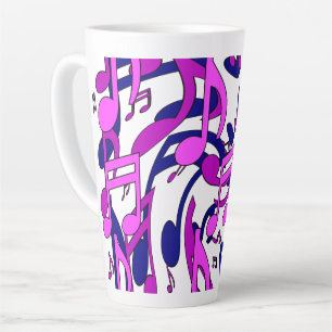 Caneca De Café Latte Lindas notas musicais de música com o som do som