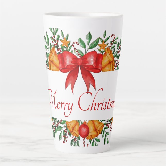 Caneca De Café Latte Lindo banner de feriado personalizado (Frente)