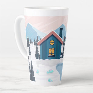 Caneca De Café Latte Lindo cenário de neve