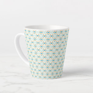 Caneca De Café Latte Lindo Laço Geométrico de Azulejo Creme Coquete