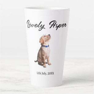 Caneca De Café Latte lindo nome de estimação data foto bar bebidas por 