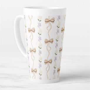 Caneca De Café Latte Lindos Arcos de Flores Brancas Lavanda