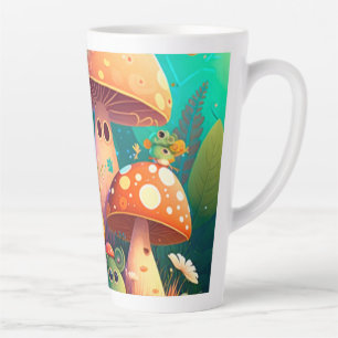 Caneca De Café Latte Lindos cogumelos latim