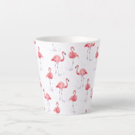 Caneca De Café Latte Lindos flamingos cor-de-rosa