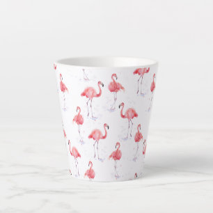 Caneca De Café Latte Lindos flamingos cor-de-rosa