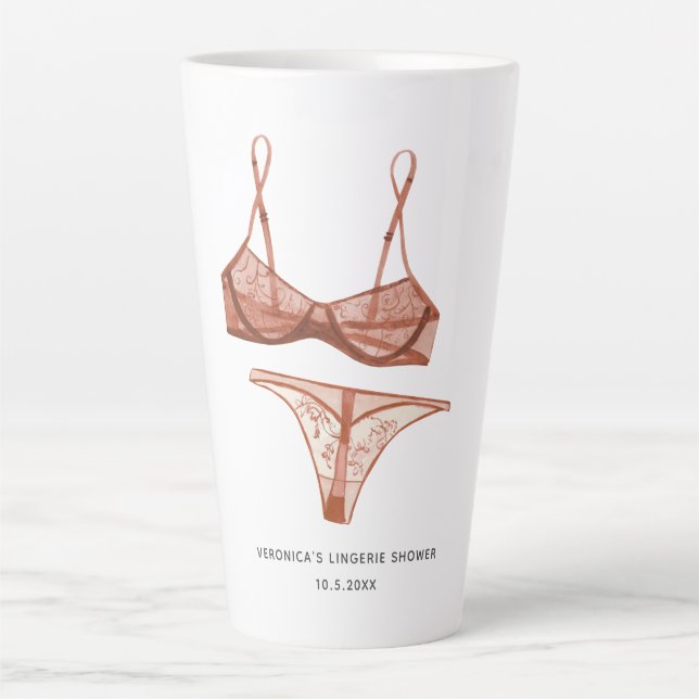 Caneca De Café Latte Lingerie Blush Nupcial (Frente)