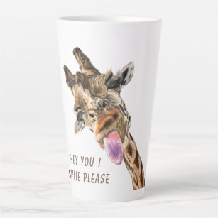 Caneca De Café Latte Língua de Girafa Reproduzida Latte Mug Smile