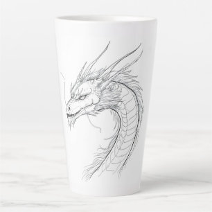 Caneca De Café Latte Linha Minimalista do Dragão Chinês