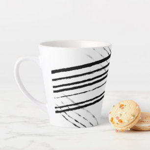 Caneca De Café Latte Linhas Abstrato minimalistas modernas, pretas e br