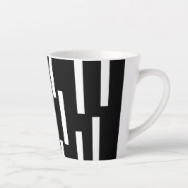Caneca De Café Latte Linhas brancas e negras modernas minimalistas 4Kla