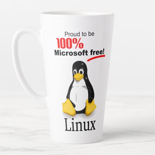 Caneca De Café Latte Linux Large Latte Mug - Microsoft Free (Esquerda)
