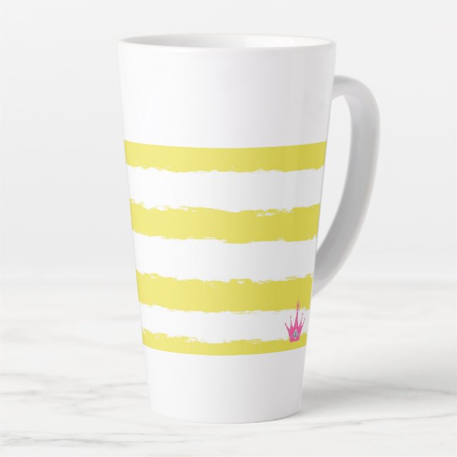 Caneca De Café Latte Listras amarelas e uma Caneca de Latte rosa (Ângulo direito)