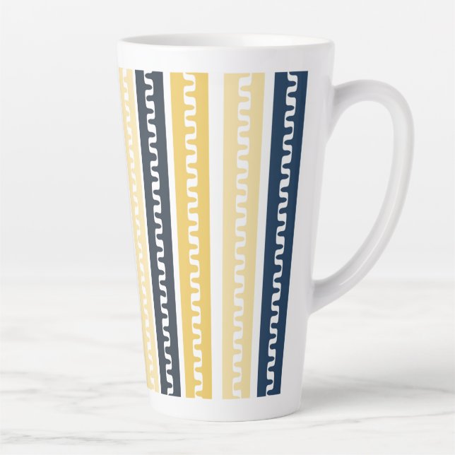 Caneca De Café Latte Listras Azuis e Amarelas  (Direita)