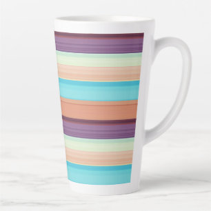 Caneca De Café Latte Listras azuis marrons fofas