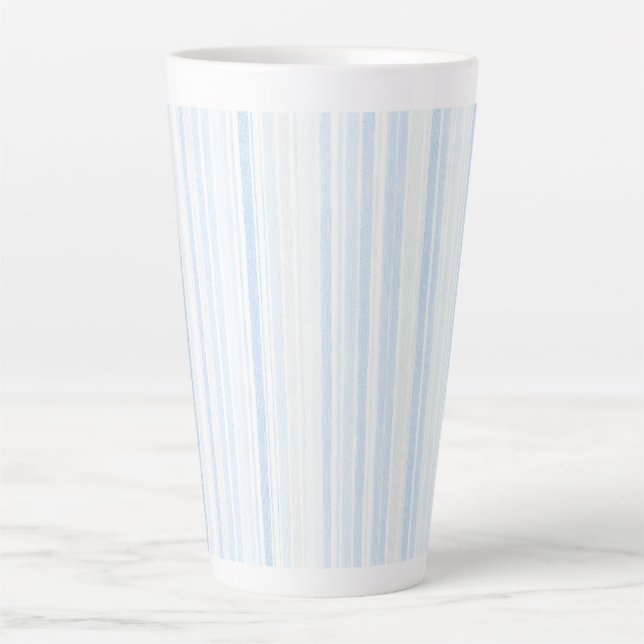 Caneca De Café Latte Listras Brancas Azul Bebê (Frente)