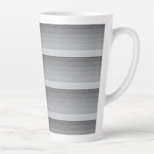 Caneca De Café Latte Listras Cinza, Preto e Branco