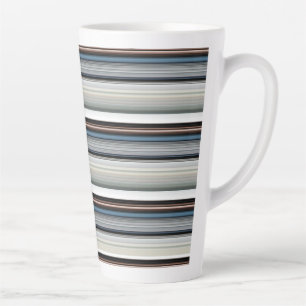 Caneca De Café Latte Listras cinzas brancas fofas