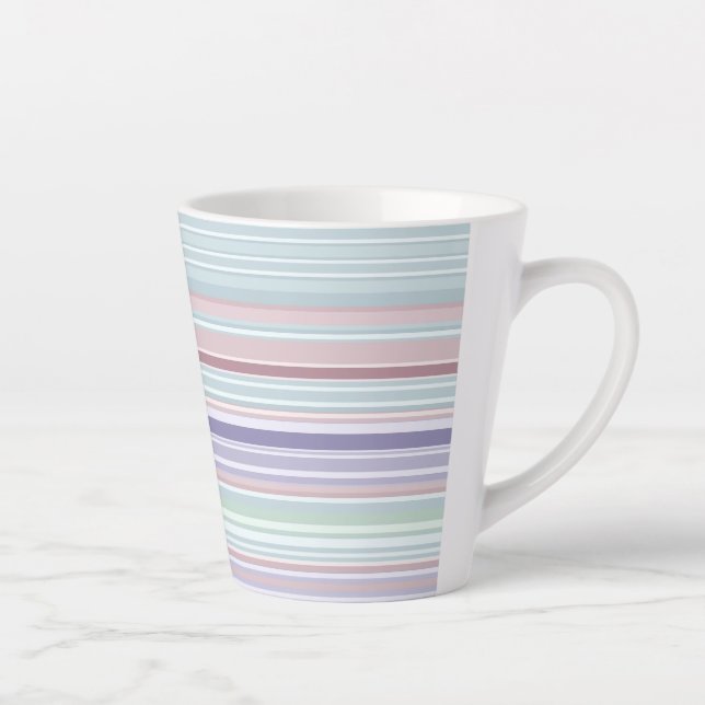 Caneca De Café Latte Listras de Aqua, Blush e Lavanda (Direita)