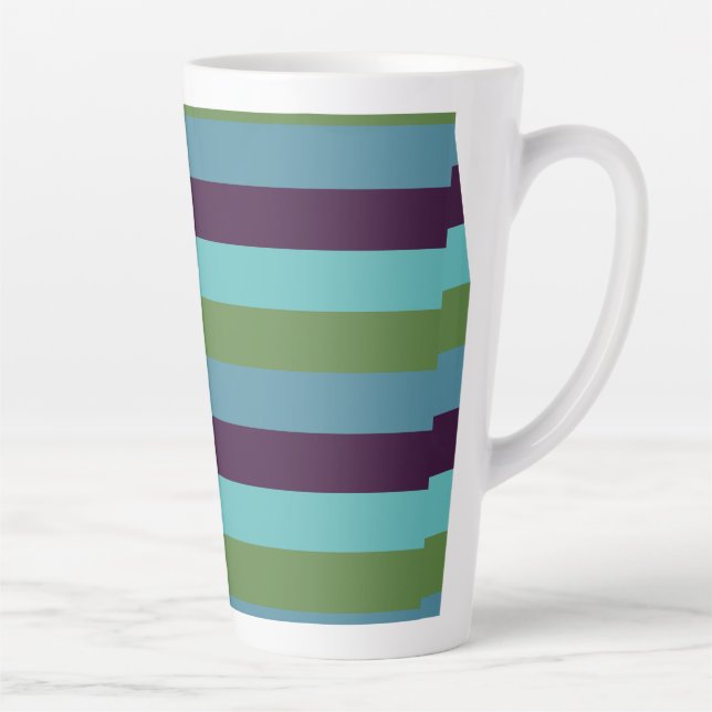 Caneca De Café Latte Listras de harmonia costeira (Direita)
