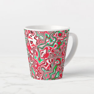 Caneca De Café Latte Listras de Natal Maximalistas Funky Trippy Ondulad