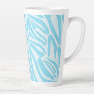 Caneca De Café Latte Listras de Zebra Azuis e Brancas em Negrito