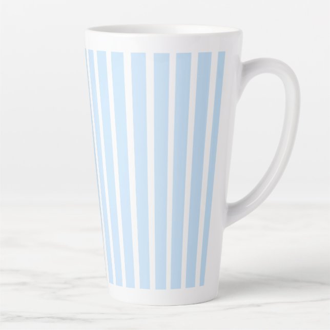 Caneca De Café Latte Listras Finas Azul Claro (Direita)