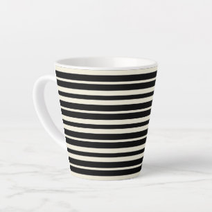 Caneca De Café Latte Listras Horizontais Preto e Branco Minimalistas