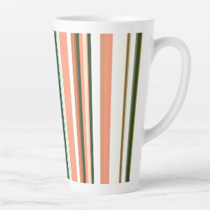 Caneca De Café Latte Listras Modernas Laranja Verde Branco Tendências