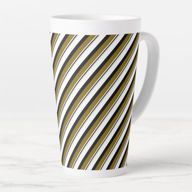 Caneca De Café Latte Listras Multicoloridas (Ângulo direito)