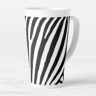 Caneca De Café Latte Listras Pretas e Brancas em