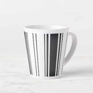 Caneca De Café Latte Listras pretas e brancas minimalistas simples mode