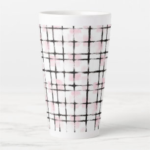 Caneca De Café Latte Listras Pretas Rosa 