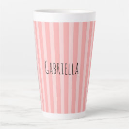 Caneca De Café Latte Listras Rosa Feminino Aniversário
