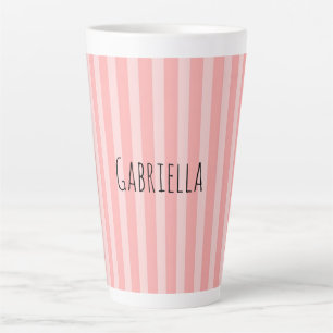Caneca De Café Latte Listras Rosa Feminino Aniversário