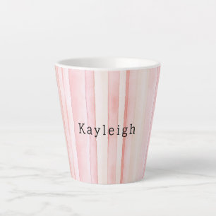 Caneca De Café Latte Listras Rosa Menina Corada