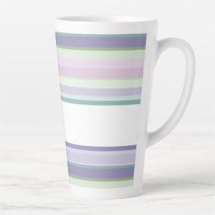 Caneca De Café Latte Listras roxas, Neptuno, verde marinho e Lavanda