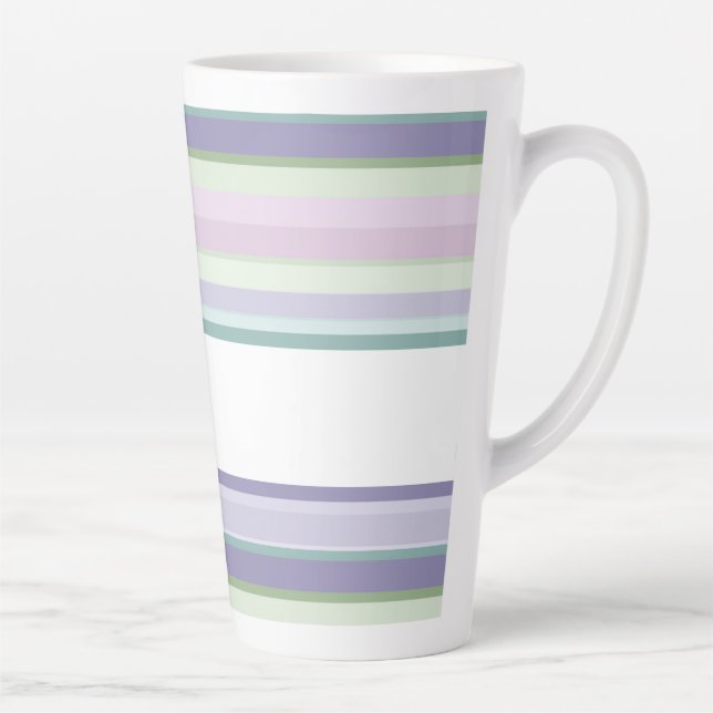 Caneca De Café Latte Listras roxas, Neptuno, verde marinho e Lavanda (Direita)