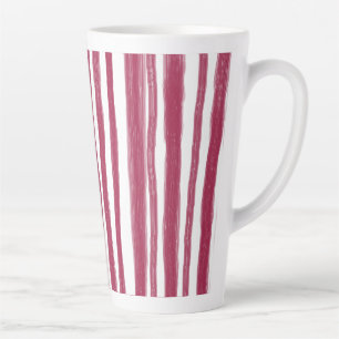 Caneca De Café Latte Listras Vermelhas Bordeaux