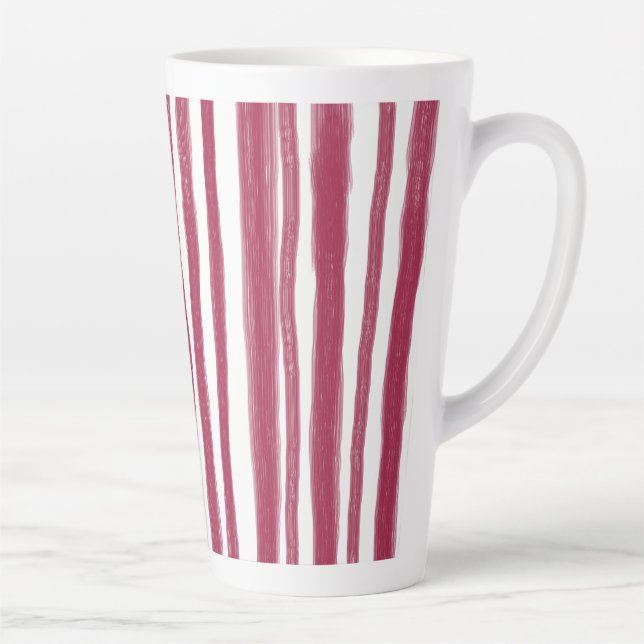 Caneca De Café Latte Listras Vermelhas Bordeaux  (Direita)